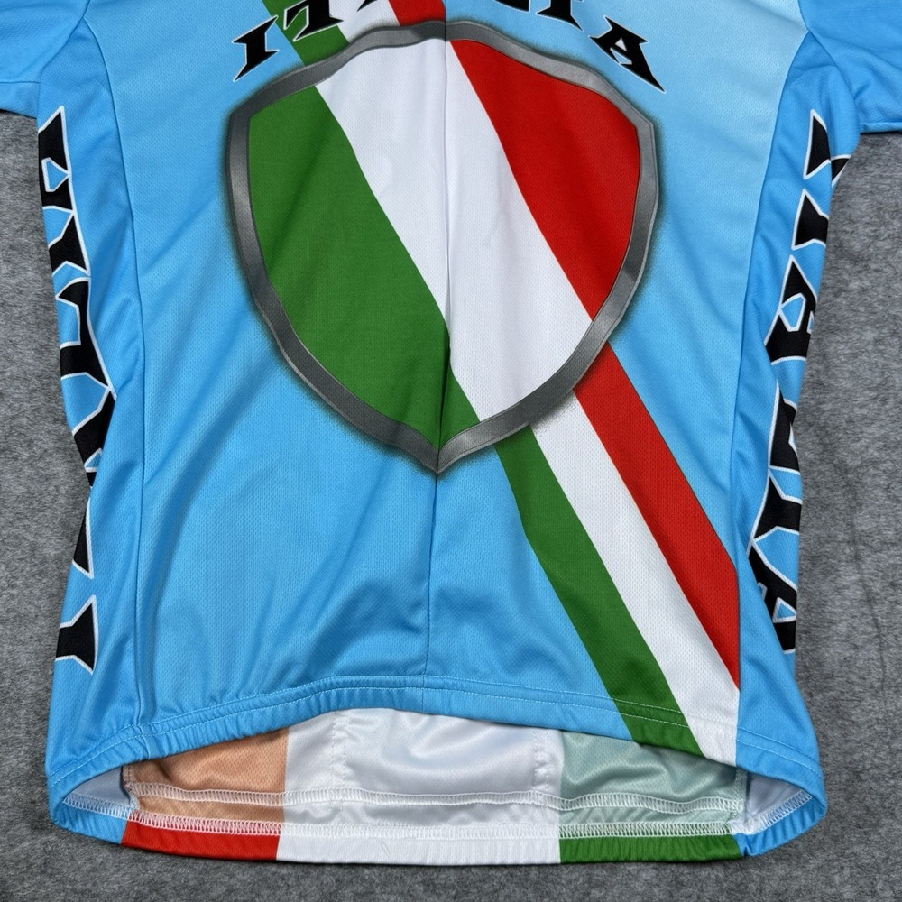 Italia Cycling Jersey Mens L Back Pockets Polyester Blue Italy Flag Print - Picture 5 of 16